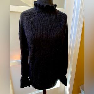 Black ruffle neck & sleeve sweater